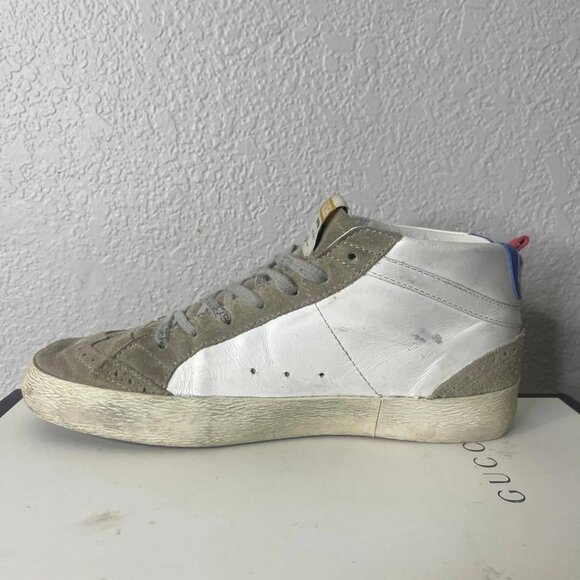 Golden Goose Mid Star White Blue Leather Sneaker Men's 41 EU/8 US Made In Italy - Picture 5 of 13